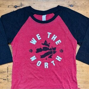 Women's Red and Black 3/4 sleeve Toronto Raptors We The North shirt small VGUC